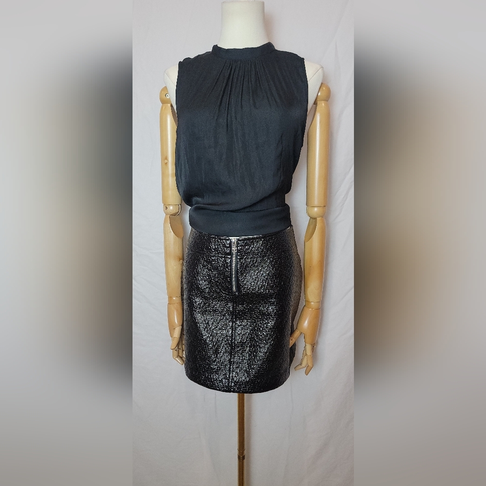 Zara Black Patent Faux Leather Mini Skirt Size S